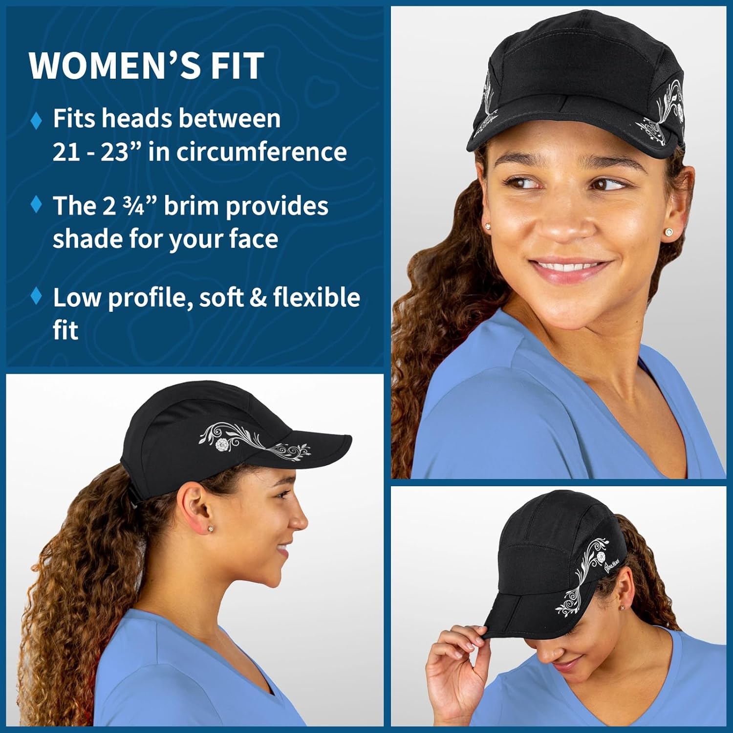 TrailHeads Folding Bill Running Hat for Women | Summer Cap with UV Protection