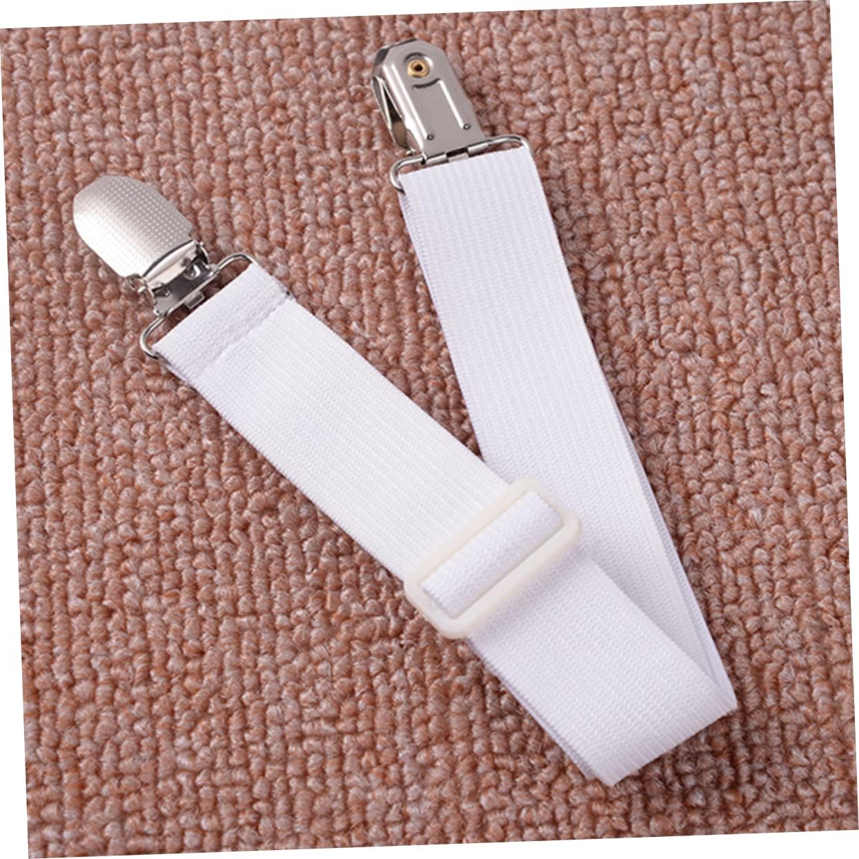 CHILDWEET 12pcs Adjustable Bed Sheet Fasteners Clips Elastic Straps for Mattress Covers Keep Sheets Place White Stretchable Gripper More