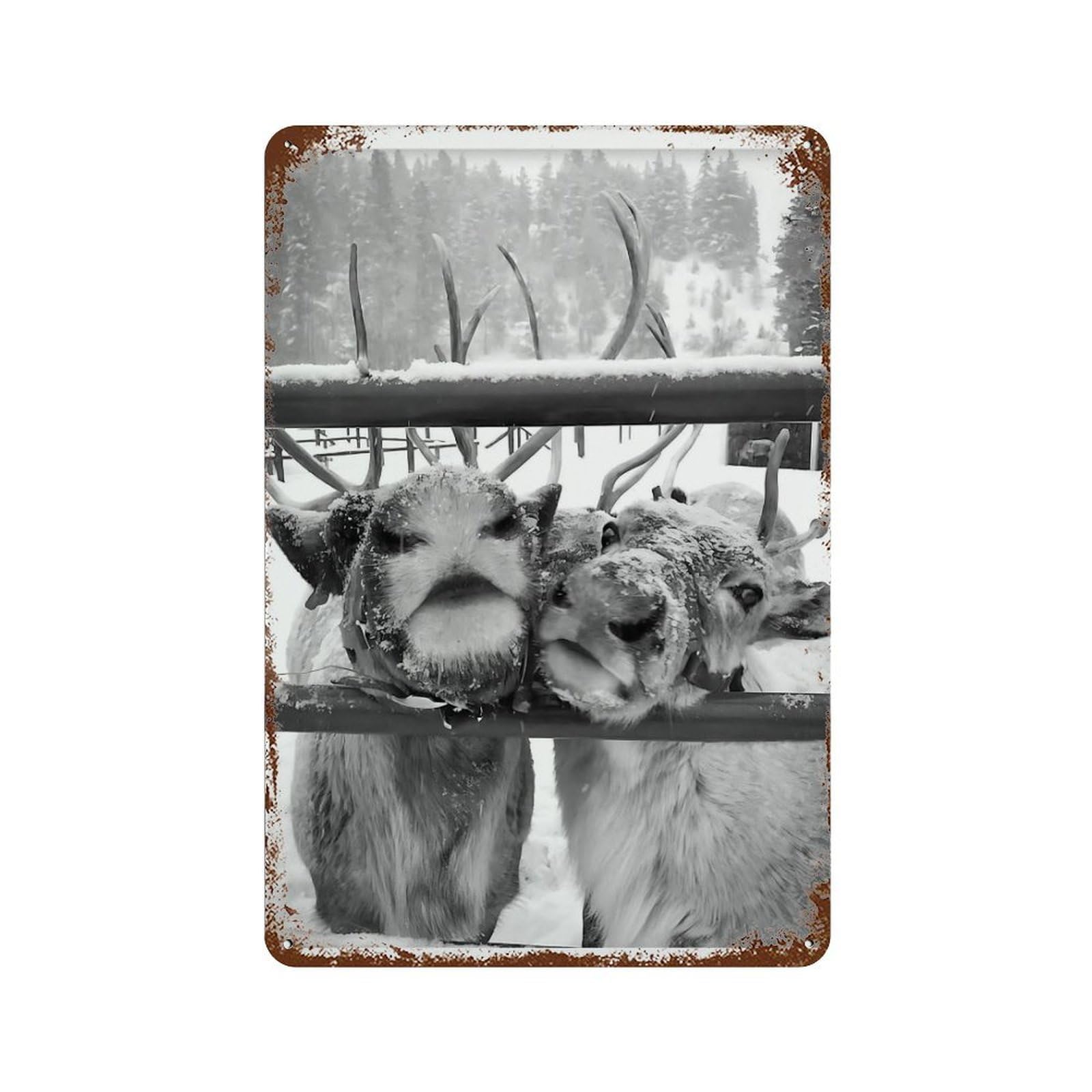 xiaoxiaoshen Reindeer Print Wall Decor Art Metal Tin Poster Modern Home Decor Art Home Bar Shop Decorations Vintage Sign 30x20cm
