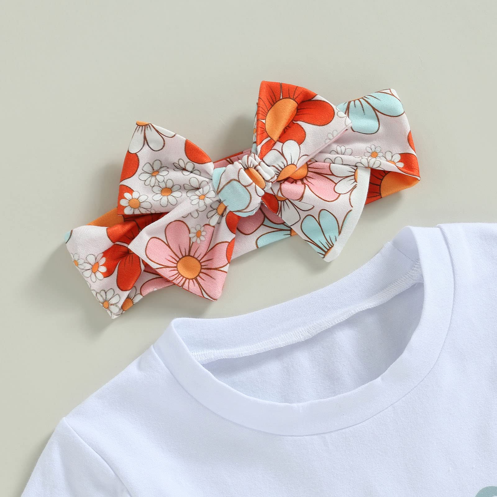 SAYOO Conjunto de 3 piezas de verano para niñas pequeñas, conjunto de cumpleaños con letras y borlas, diseño floral, pantalones largos acampanados