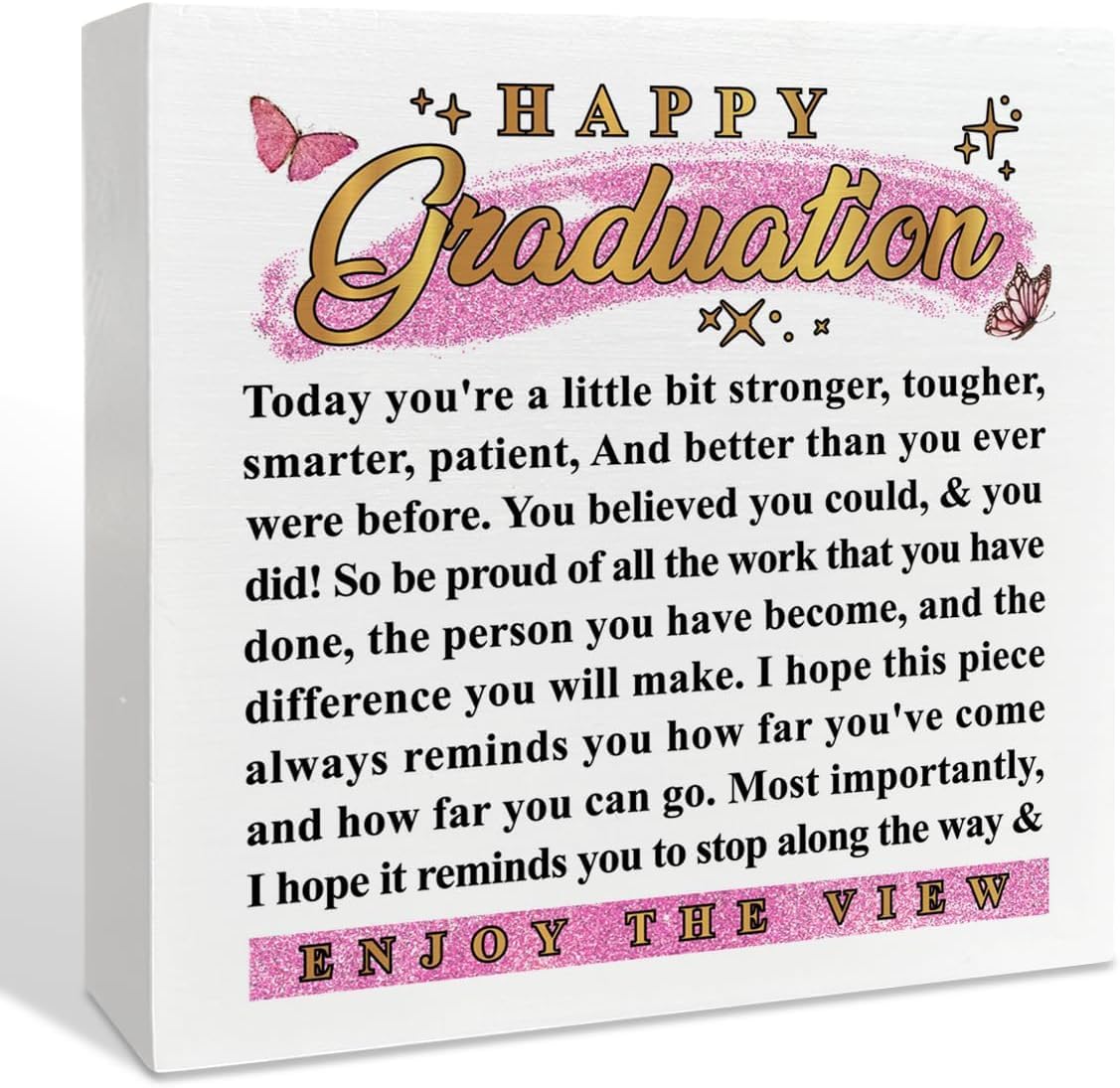 Happy Graduation Box Sign 7x7 Inch Inspirational Desk Decor
