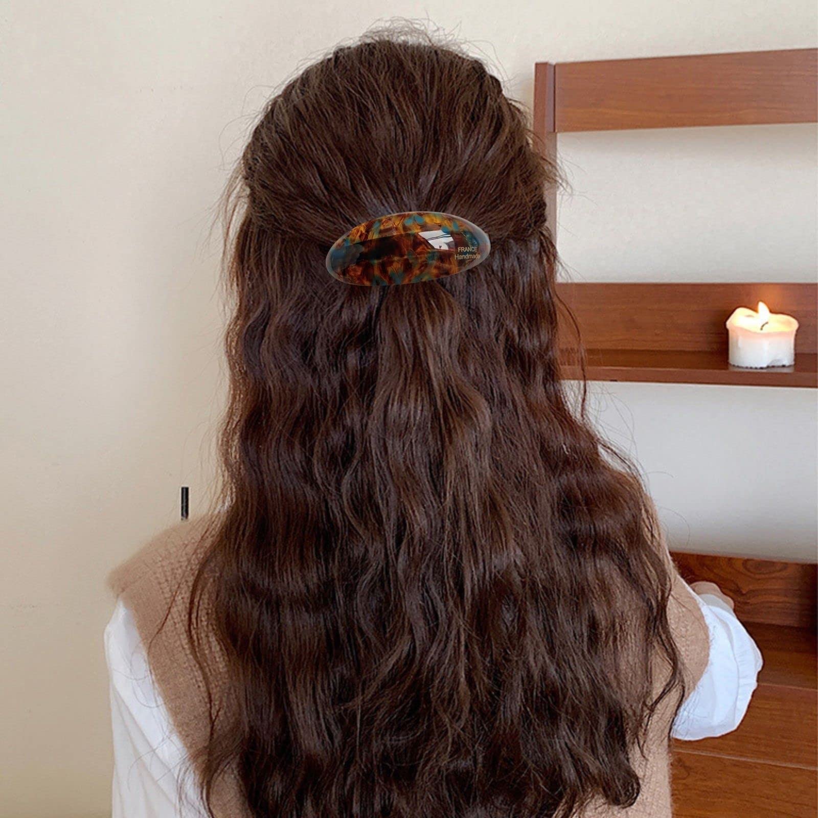 ZOONAI Französische Haarspangen Vintage – 4er Set In Schildpatt-Optik, 7,5 Cm