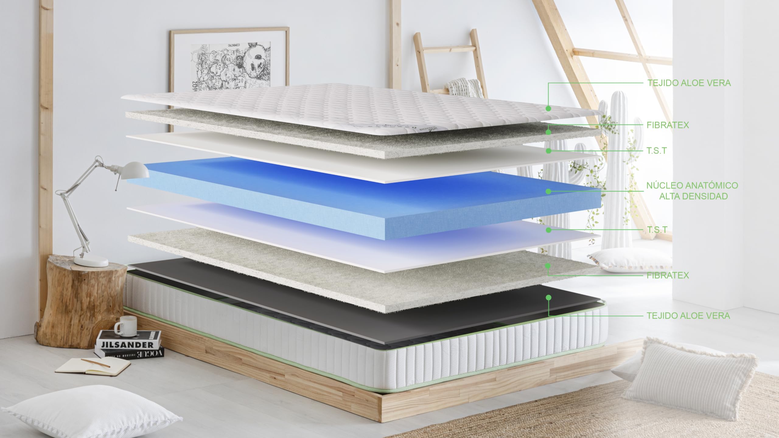 Dormio Ergonomic Sport - Colchón Eliocel adaptable, apto cama Nido, Antiácaros, Antideformaciones. Medida 90x190. Altura 14cm.