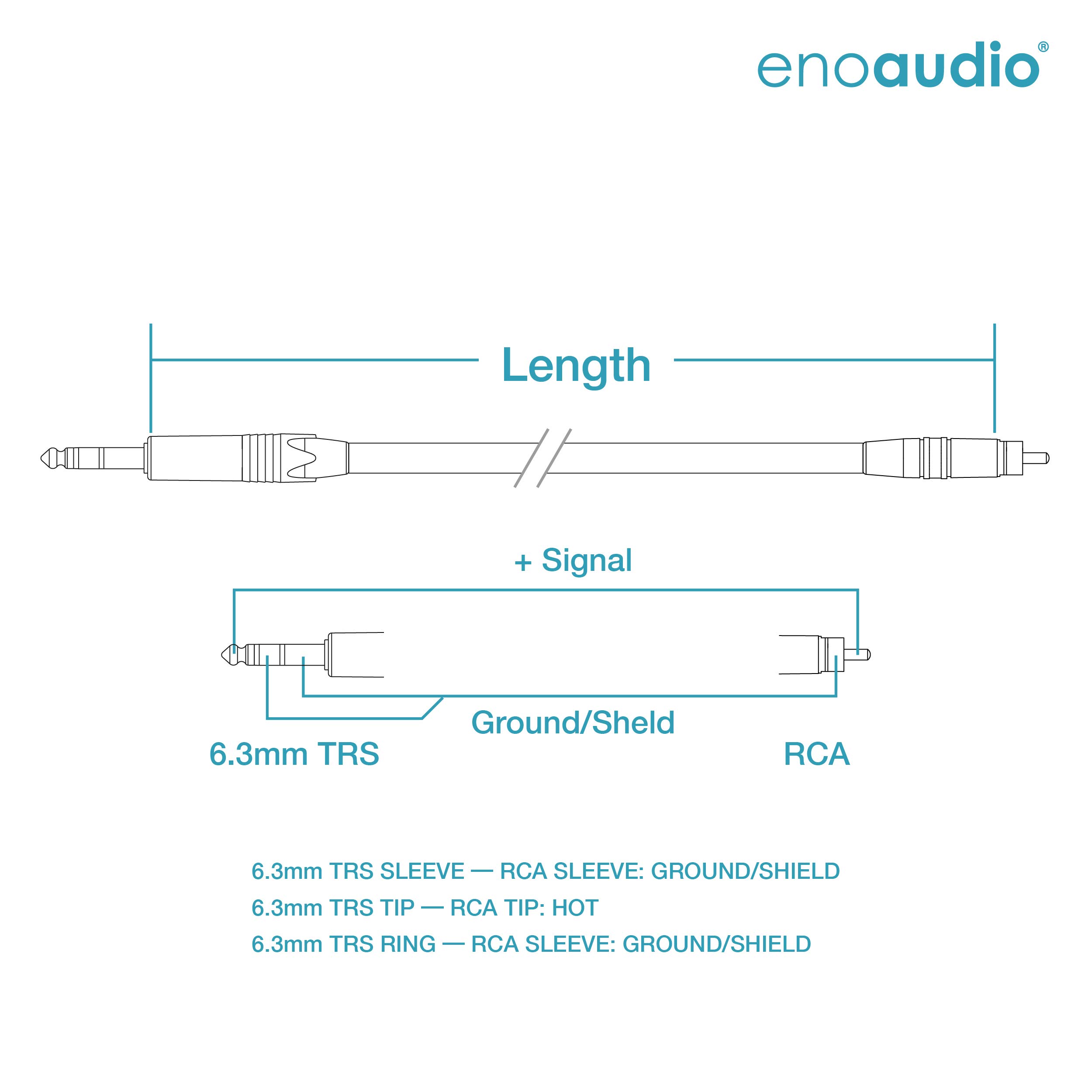 enoaudio Mogami 2534 Quad Professionel Studio Kabel | Neutrik Gold 6,3mm TRS klinke - Cinch RCA | HiFi, 7,0 m