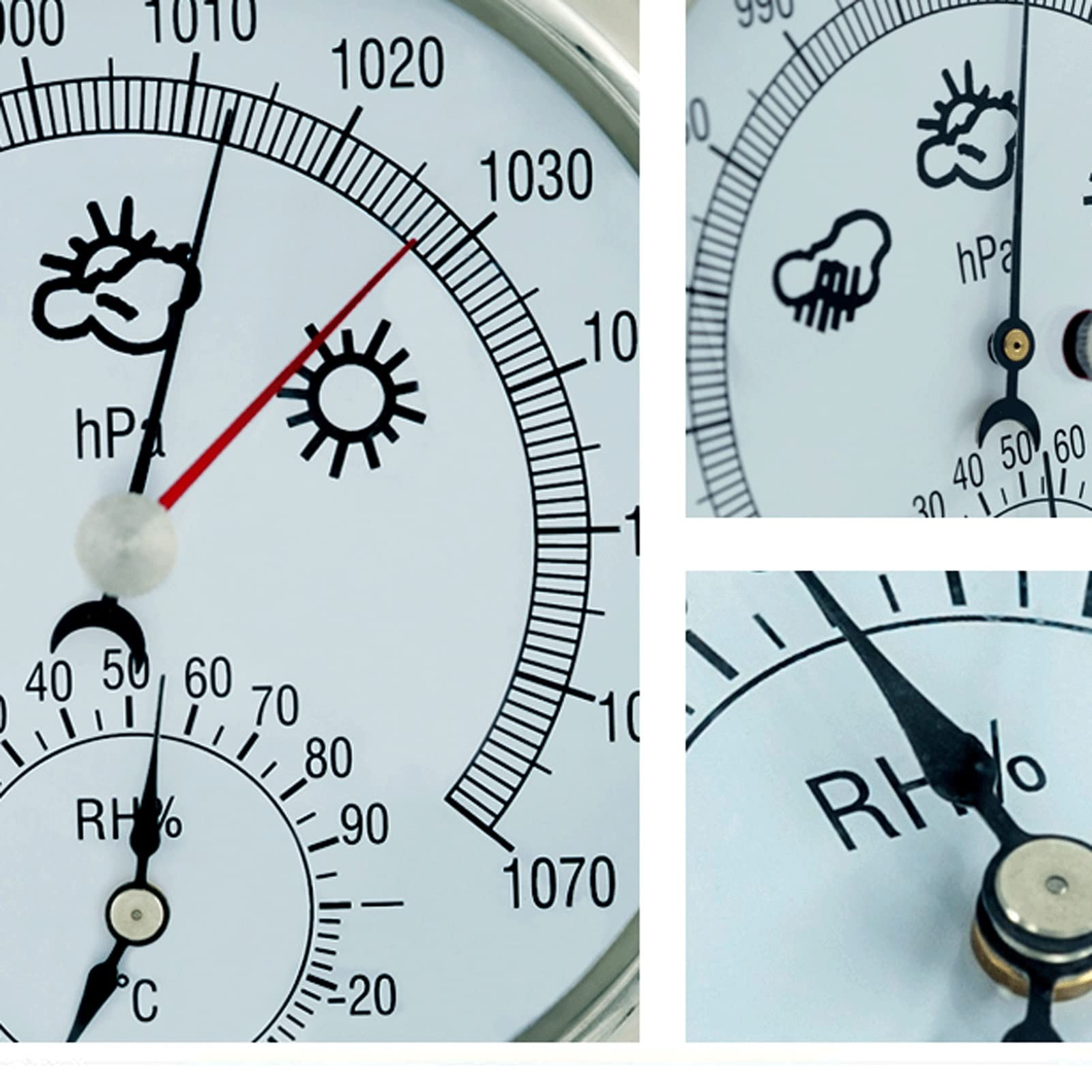 Baromètre, Station Météo Analogique, Cadran baromètre traditionnel avec température et humidité(Silver)