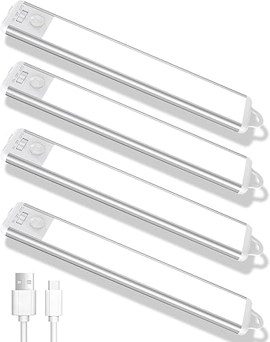 Sensor de movimiento de luces para debajo del gabinete 36 luces LED de armario debajo de la encimera para cocina, 1500 mAh tipo C, luces