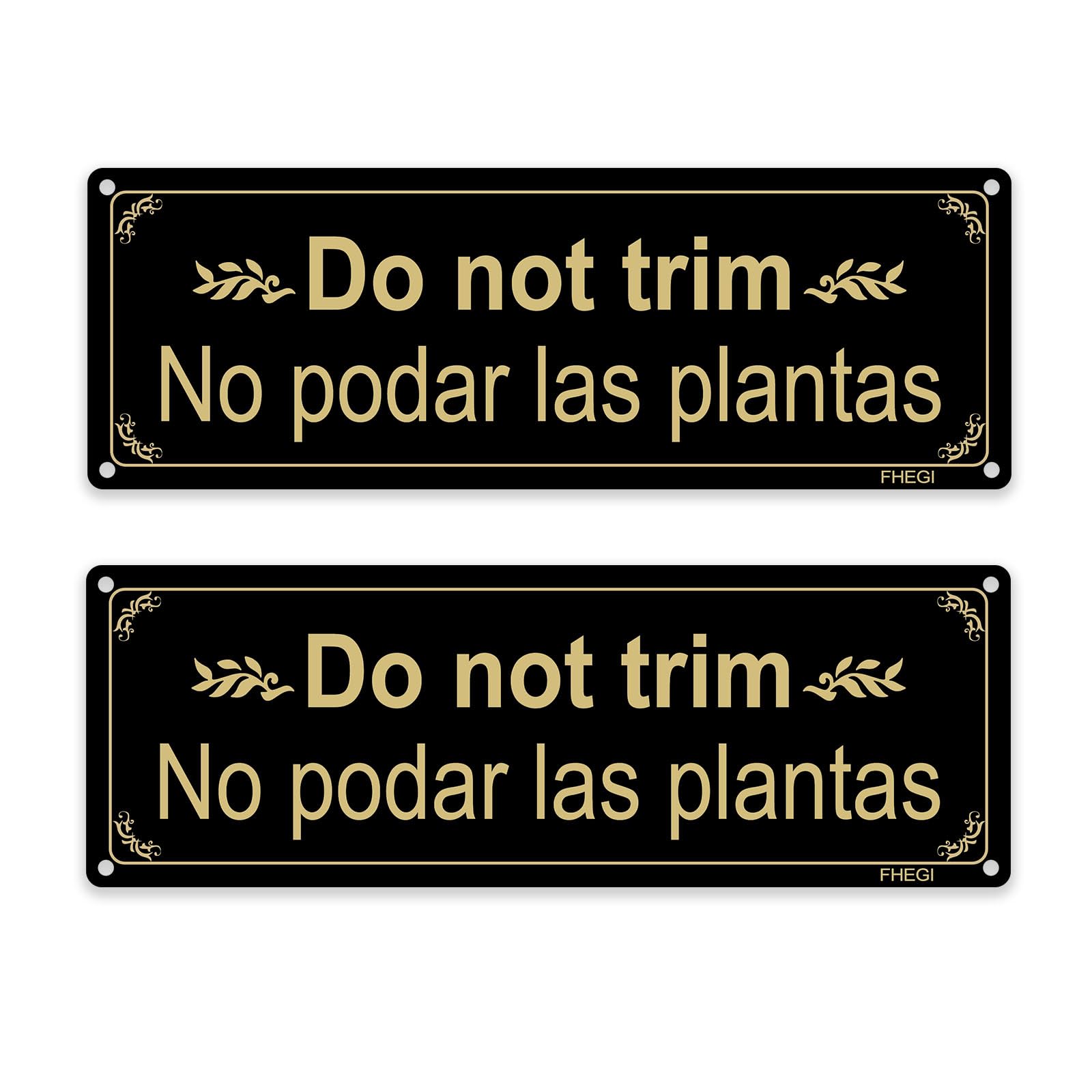 FHEGI 2 Pcs Do Not Trim Signs 9 x 3 Inch Bilingual Plant Sign in English and Spanish, Do Not Trim Yard Signs Reflective Rust Free Aluminum,