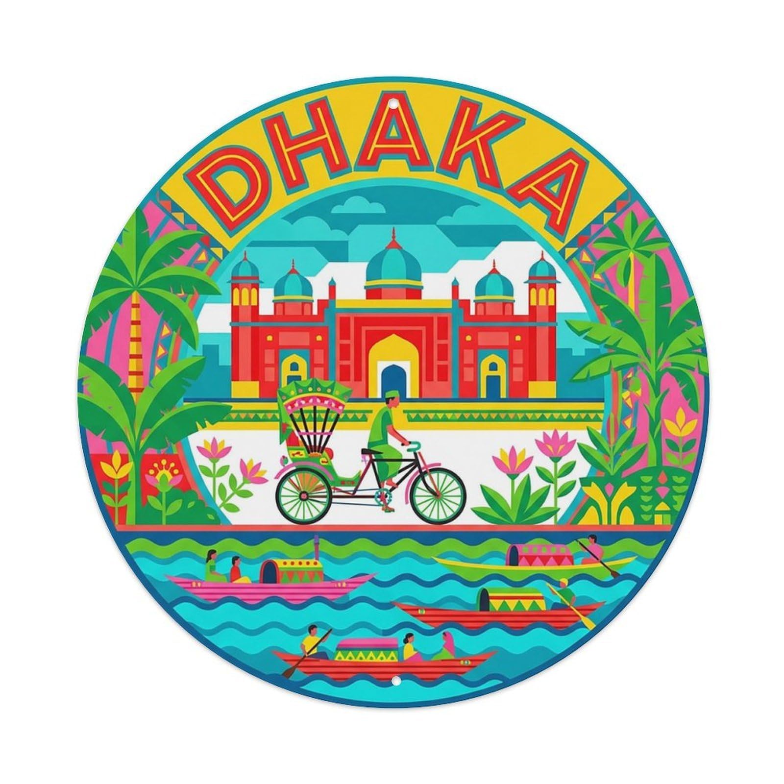 Vintage Travel Bangladesh Dhaka Metal Tin Sign