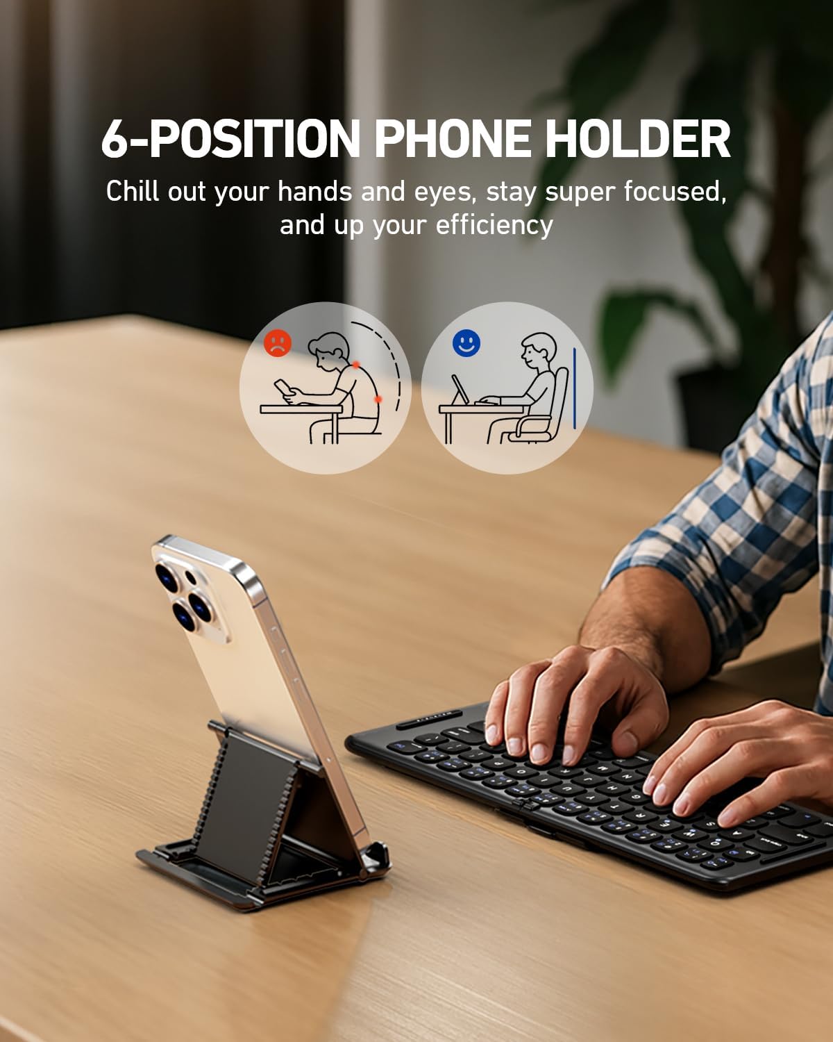 Foldable Bluetooth Keyboard,Portable Pocket Wireless Folding Keyboard, Rechargeable Full Size Ultra Slim Travel Keyboard for iOS, Android, Windows Tablet & Laptop,B097