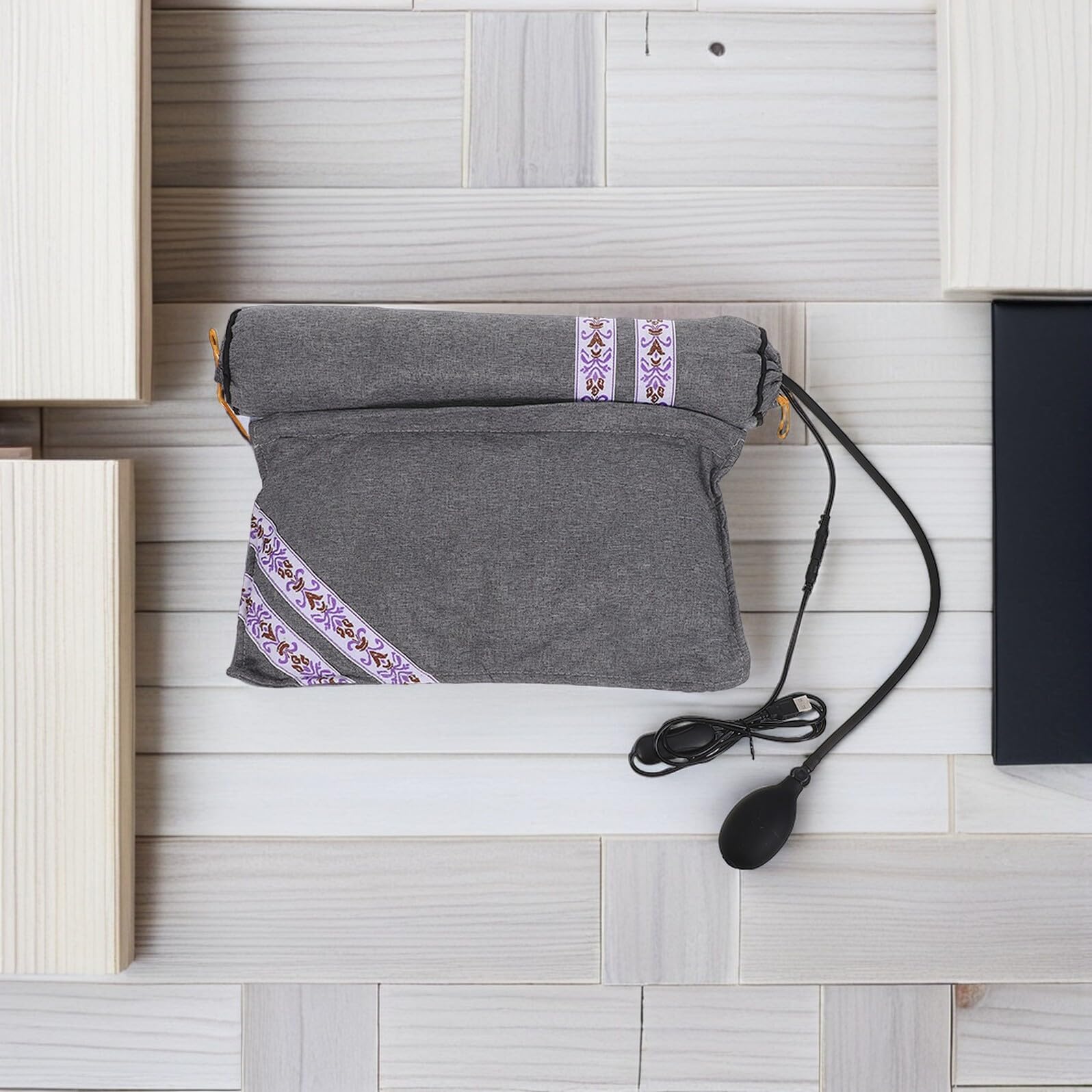 Almohada de Cuello Inflable con Calor USB y Funda Algodón