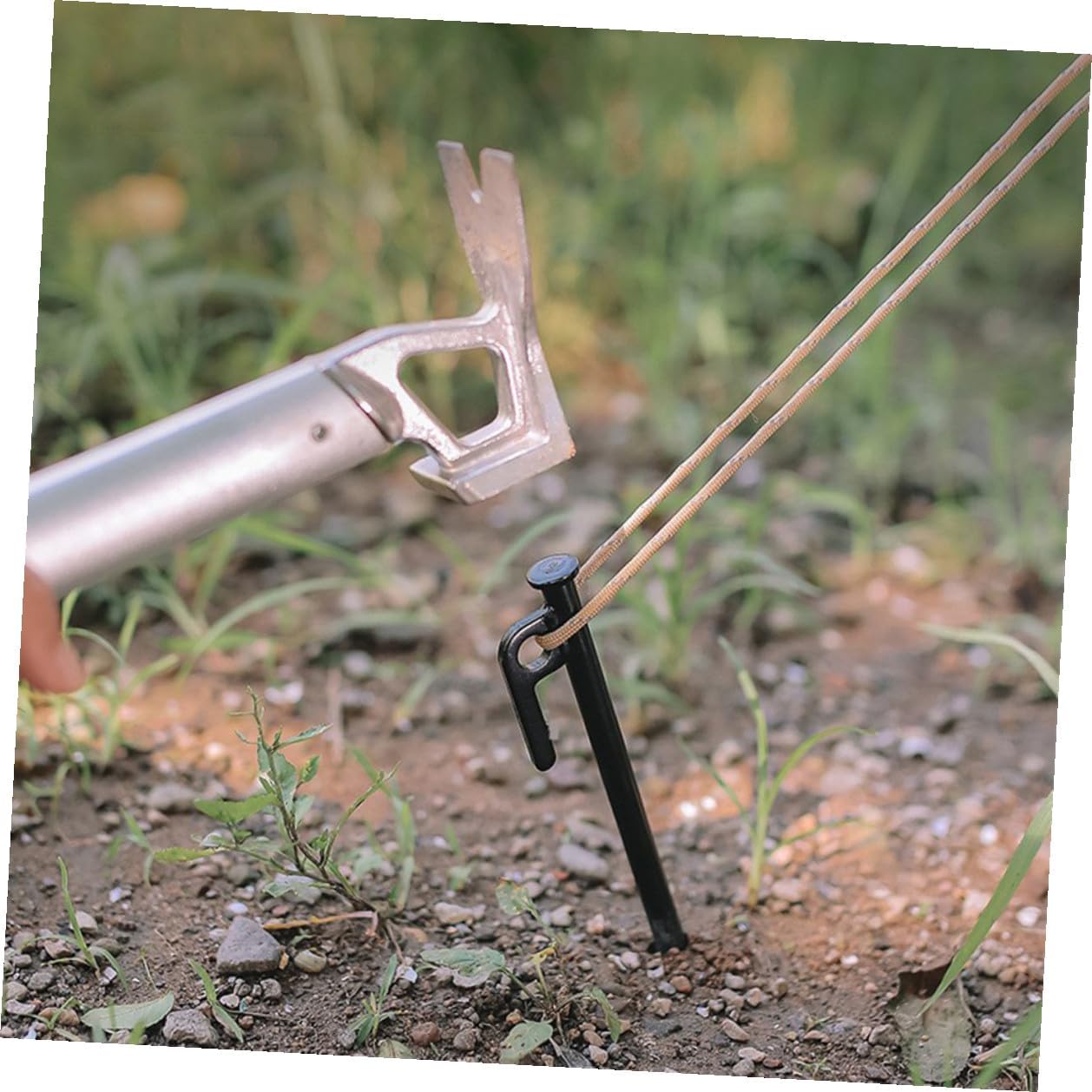 Heavy Duty Tent Stakes 30cm Metal Ground Stakes Set with 8 Black Straight Pegs and Storage Bag for Outdoor Camping Tent Anchors and Windproof Shelter Fixing