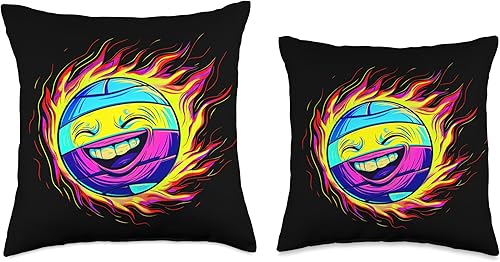 Miniatura 3 de Funny Streetwear synthwave 80s 90s volleyball face player Throw Pillow