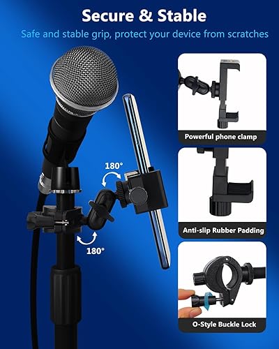 Miniatura 4 de Soporte para micrófono, soporte para teléfono, soporte para micrófono, soporte de música, batería de guitarra, abrazadera de teléfono para iPhone 15