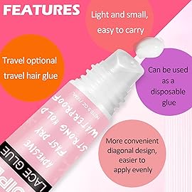 Wig Glue for Lace Front Lace Wigs, 0.5 OZ Waterproof Lace Front Wig Glue for Wigs, Strong Hold Transparent Adhesive for Hair Replacement Invisible Hair Bonding Wig Adhesive (4PCS)