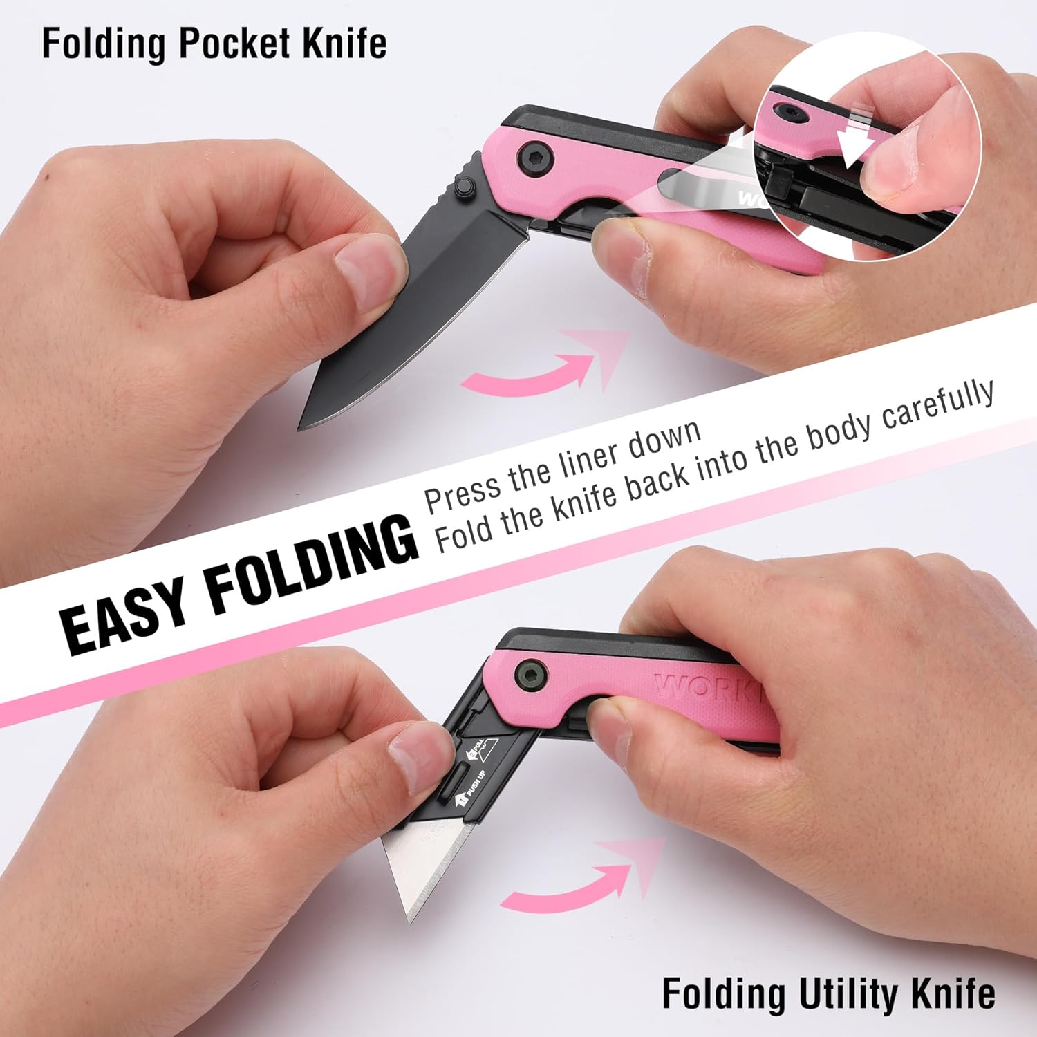 WORKPRO 2-in-1 Folding Knife/Utility Knife - Gifts for Dad & Mini Metal Tool Box