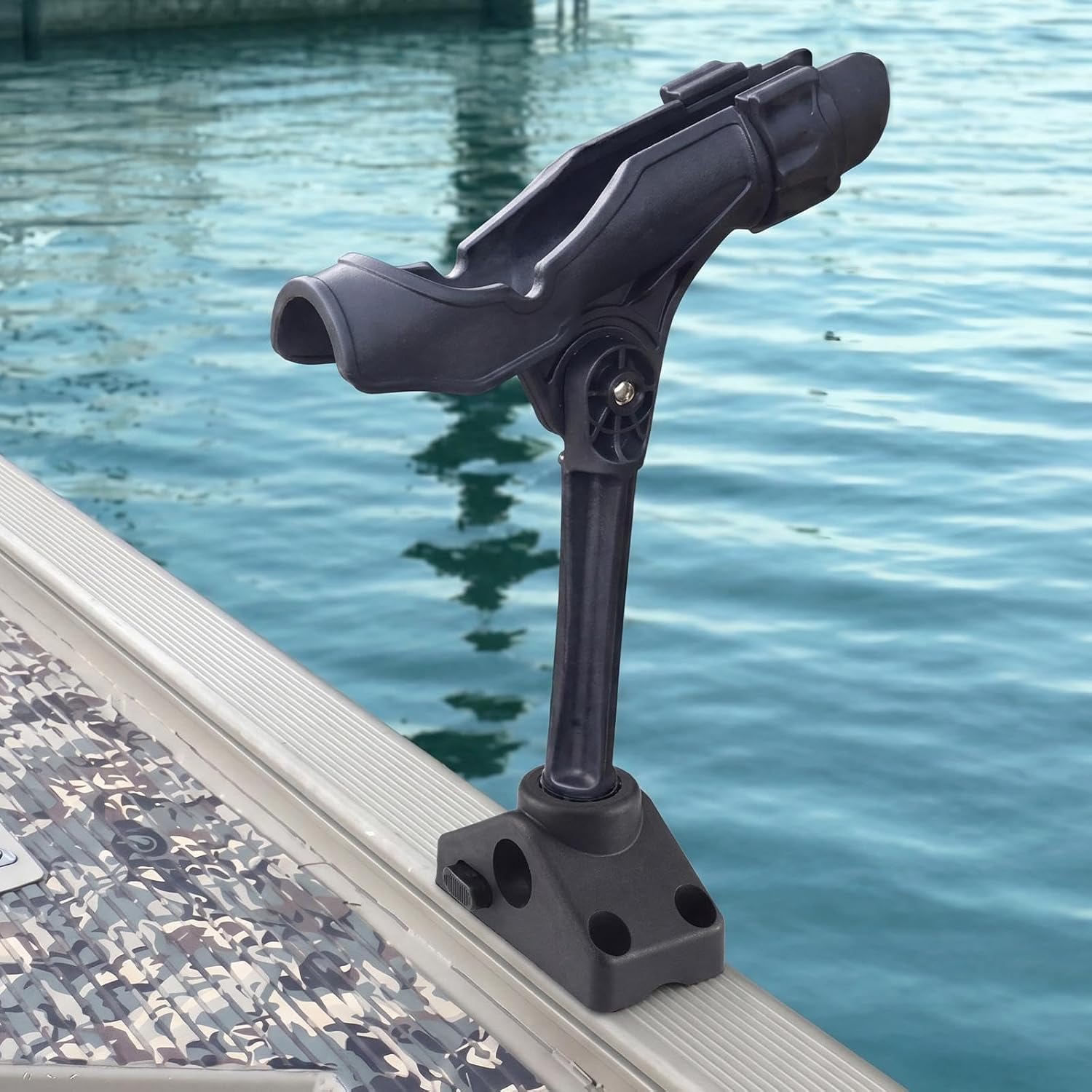 4 Pack Locking Side Deck Mounting Bracket Boat Fishing Rod Holder Mounting Bracket Kayak Fishing Rod Pole Holder Compatible with Post Mount Holders