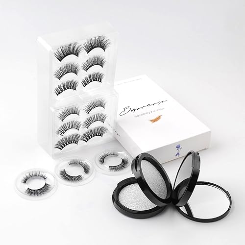 Miniatura 9 de BYUVEVSR - 3 pares de pestañas autoadhesivas sin pegamento, reutilizables, aspecto natural, esponjosas, pestañas de visón de 0.315 in, 0.394 in,