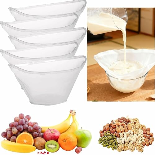 RQAMRCU 5PCS Bowl-Shaped Cheese Cloth Bags