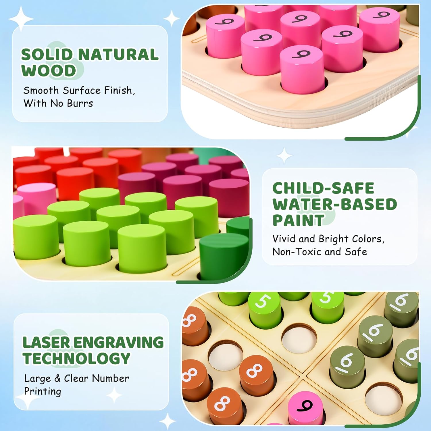 Wooden Sudoku Board Game: Math Brain Teaser Puzzle Desktop Game Train Logical Thinking Ability with 81 Pegs for Teenagers, Adult & Seniors Brain Stimulation Toys, Party Favors & Stress-Relief