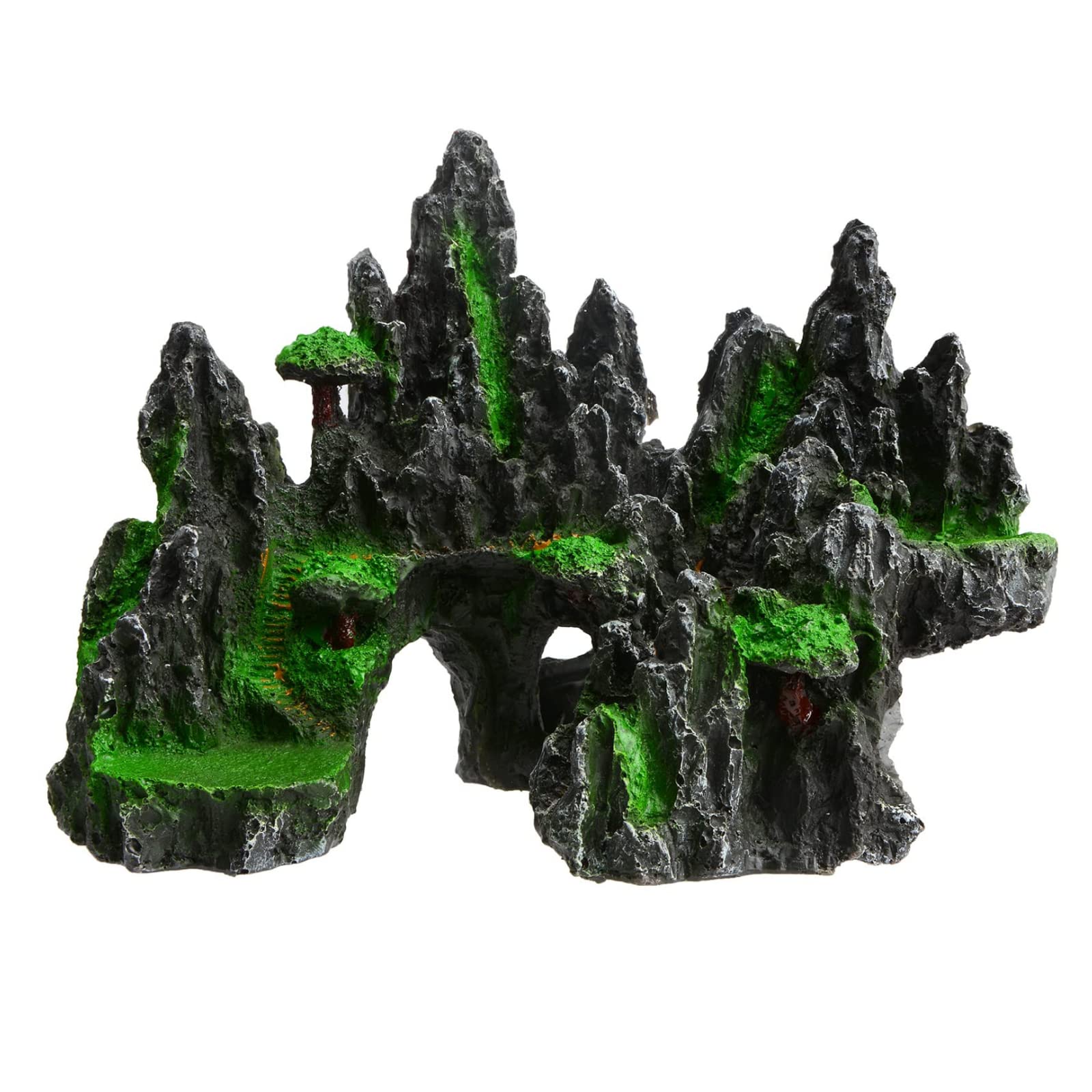 Mairuker Large Fish Tank Decorations Mountain View Aquarium Ornament with Tree House Aquarium Decorations for Cichlid Betta Fish Tank Large Tank Decorations