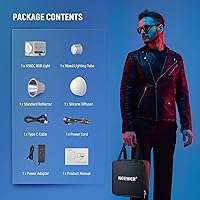 Vista 9 de NEEWER Luz de video LED RGB portátil de 60W Luz de mano de relleno, control APP/2.4G/Panel 18 escenas 8700Lux/1m 2700-6500K CRI97+ Regulable COB