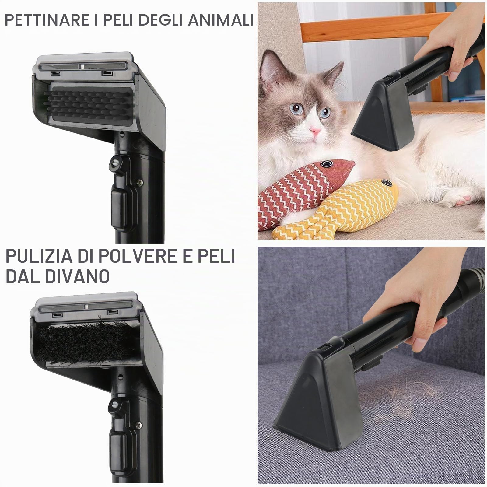 Lavatappeti Pulitore per Tappezzeria 500W 12 KPa, Aspirapolvere Lavatore Portatile con Serbatoio Doppio 1800/800 ml, 2 Spazzole per Divano, Moquette, Interni Auto e Animali Domestici (Nero)