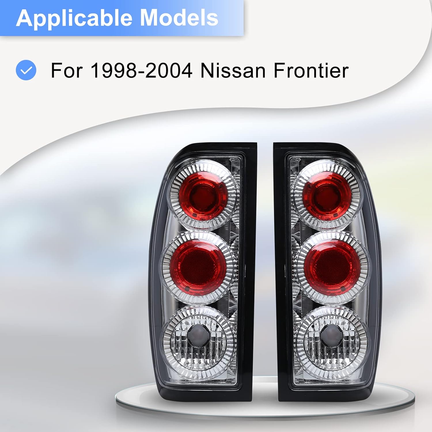 ROXX Tail Lights Assembly Taillights Compatible with Nissan Frontier 1998 1999 2000 2001 2002 2003 2004 Driver & Passenger Side OE Replacement Tail Lamps Black Clear