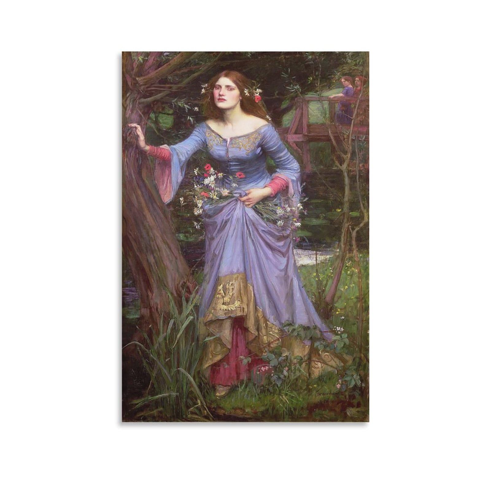 LZTEN Ophelia by John William Prints Waterhouse Prints Posters Canvas Wall Art Oil Paintings Deco Unframed 24x36inch