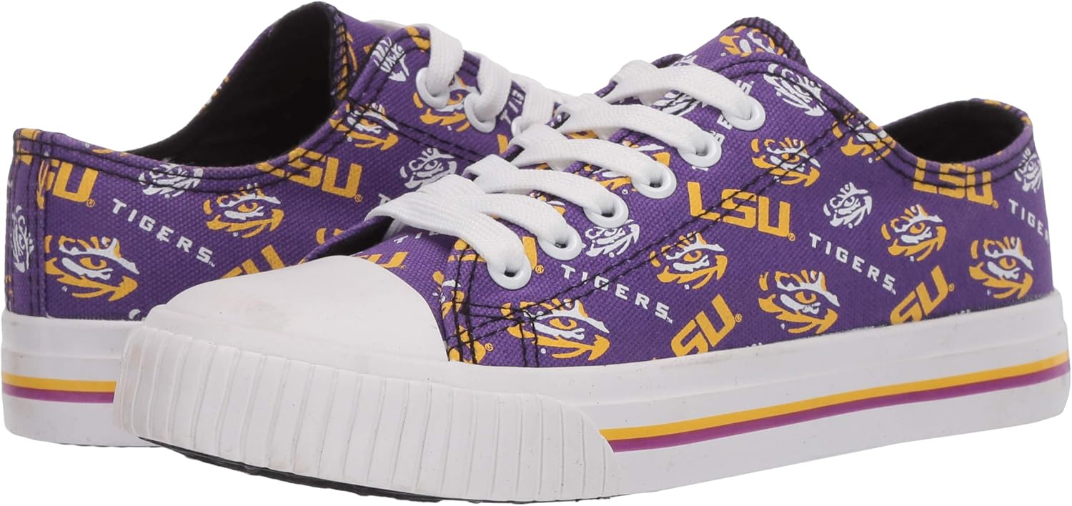 FOCO Womens NCAA College Team Logo Repeat Print Fashion Low Top Canvas Sneakers Shoes
