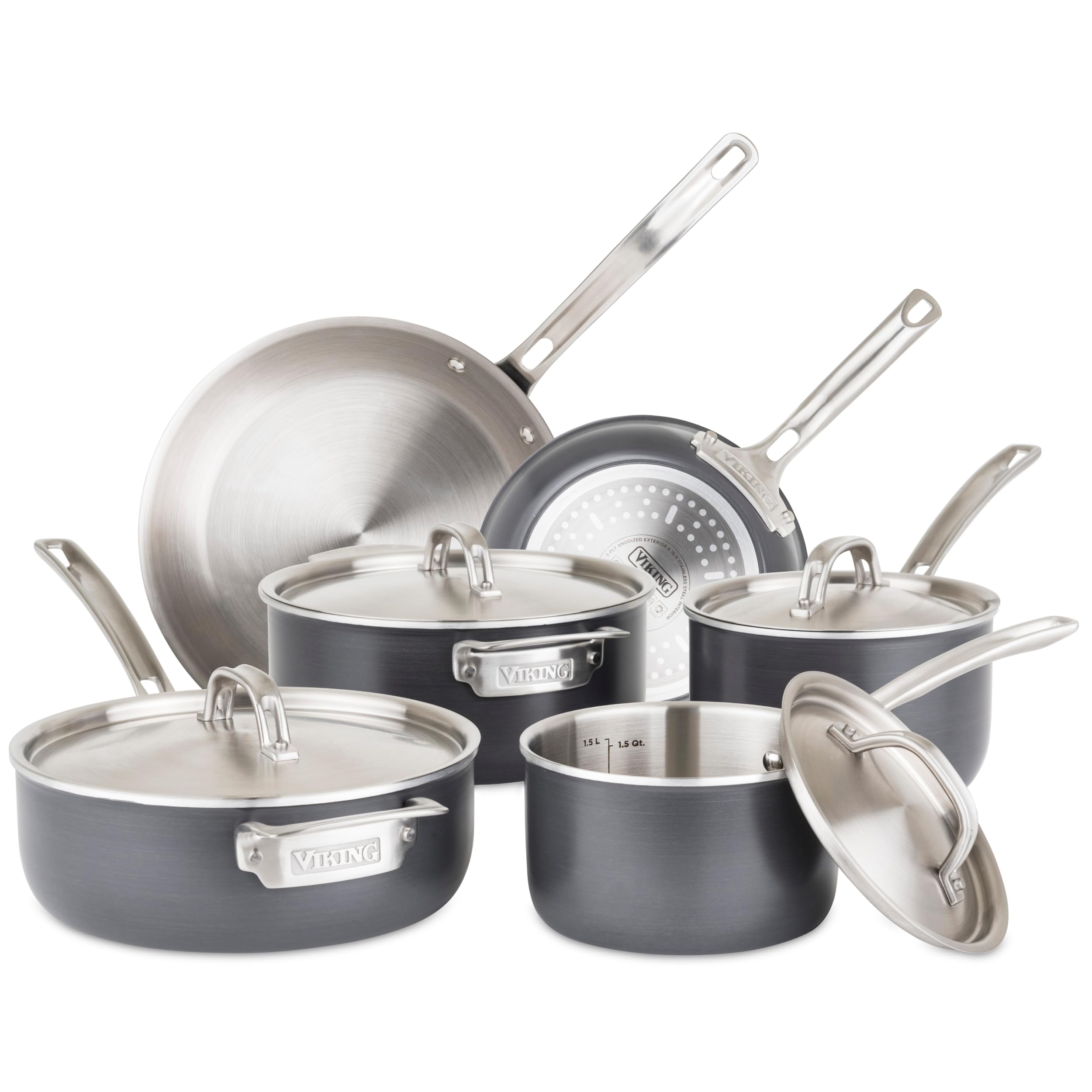 Viking 5-Ply Pots and Pans Set, 10 Piece Hard Anodized