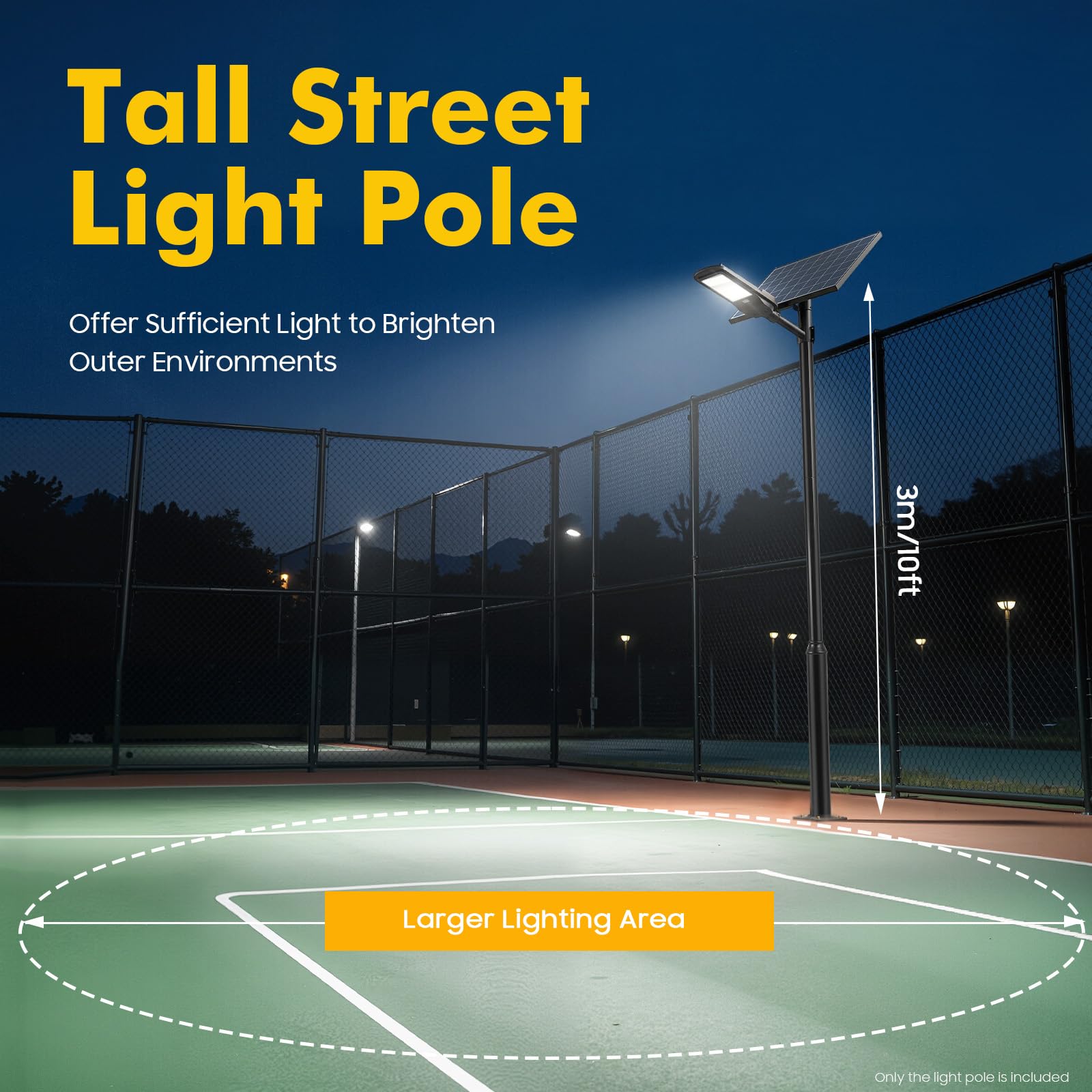 Poste de hierro galvanizado de 3 m de altura para farolas, 100 kg, color negro, para farolas, luces solares, luces de jardín y cámaras de vigilancia