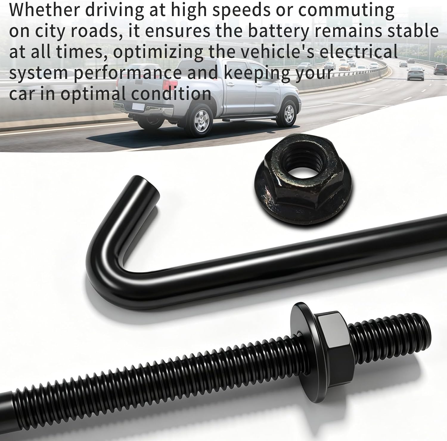 Battery Hold Down J Bolt Kit 74481-0C030 Compatible with Toyota Tundra 2007-2021 & Sequoia 2008-2021, Genuine-Spec Replacement
