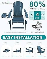 Vista 40 de SERWALL - Silla plegable Adirondack para patio, jardín, exterior, resistente a la intemperie, sillas para hoguera, color naranja
