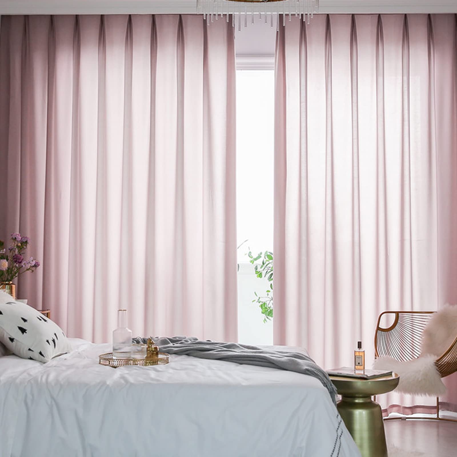 Rideaux occultants LUNEZY avec voilages transparents pour chambre et bureau
