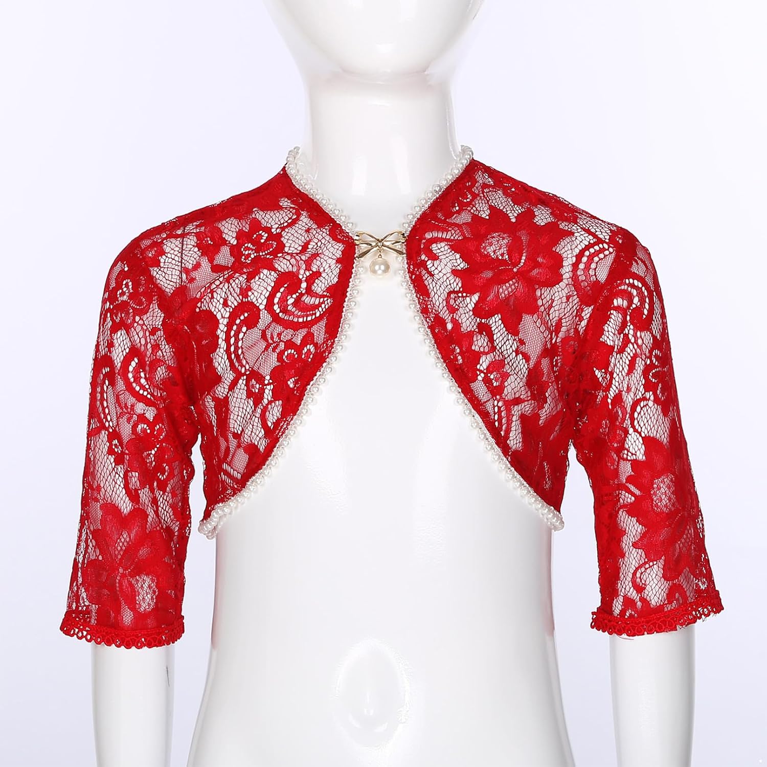 YiZYiF Kids Girls Lace Bolero Half Sleeve Wedding Shawl Shrug Cardigan Jacket Flower Girls Dress Coat