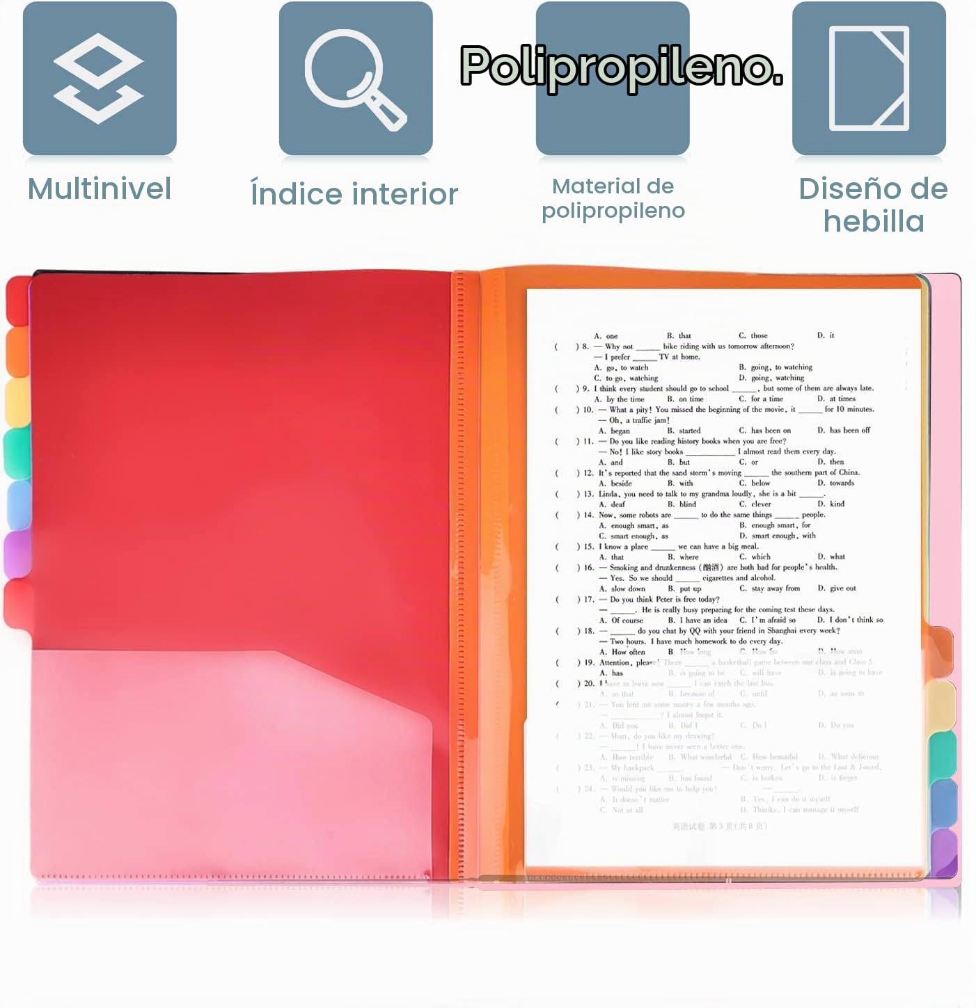 Delamiya Carpeta para documentos A4, portátil con 12 compartimentos, de plástico PP, carpeta con goma, impermeable, para material de oficina escolar (negro)