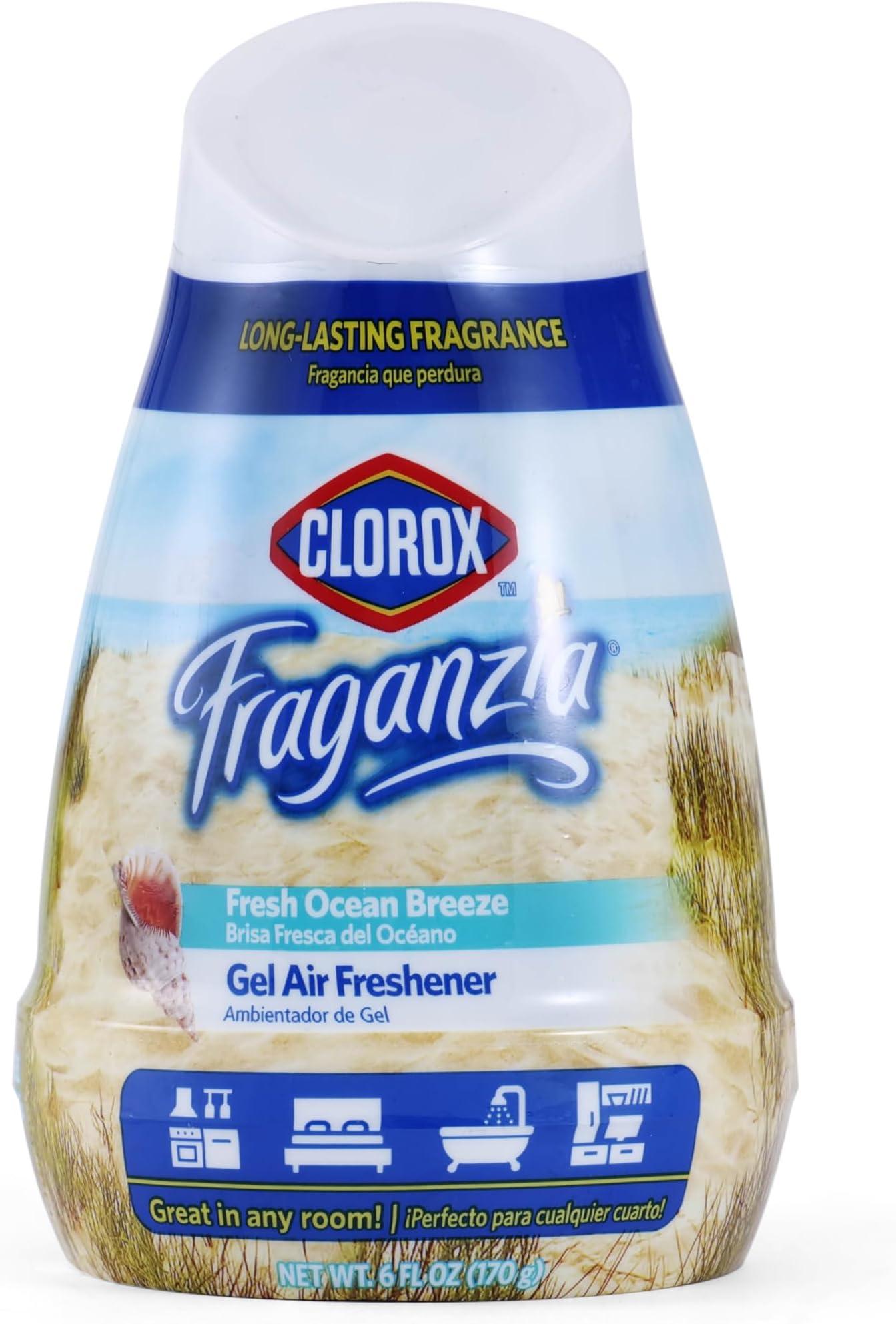 Fraganzia Cone Gel Air Freshener, Twist Open Adjustable Solid Air Deodorizer for Small Indoor Spaces, Continuous Fresh Ocean Breeze Scent for Bathroom Office Closet Odor Control, 6 Oz