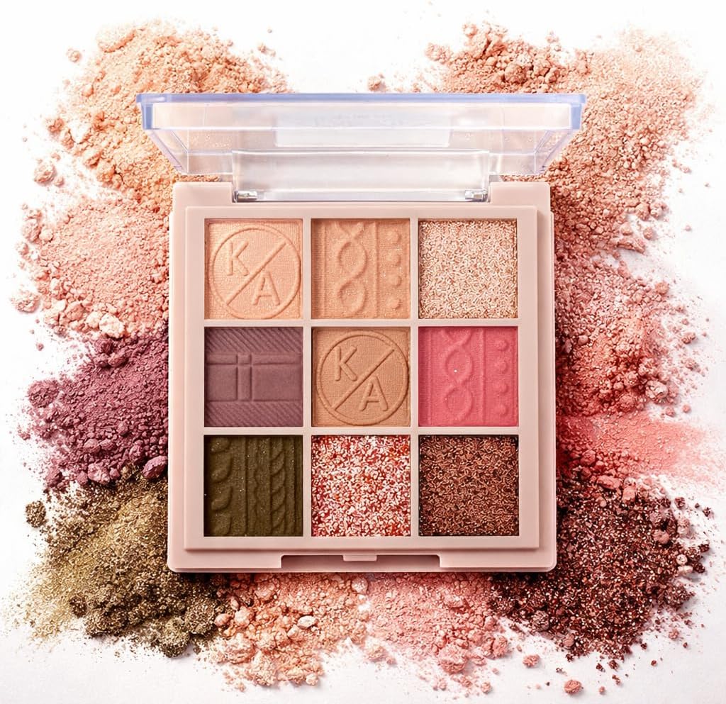 K'APEINE Brown Pink Eyeshadow Palette, 9 Colors Matte Shimmer Eye Shadow Nude Neutral Eyeshadows Highly Pigmented Eye Makeup Palette Waterproof Eyeshade Kit for Women Daily, Artist Looks