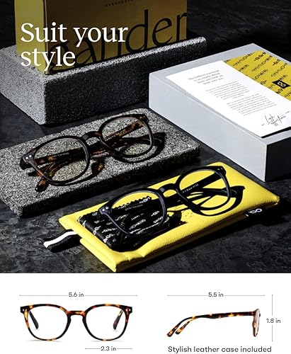 Miniatura 6 de Gander Paquete de 2 lectores de moda para mujereshombres, lentes de lectura con bloqueo de luz azul. Marco de estilo elegante. Negro y tortuga