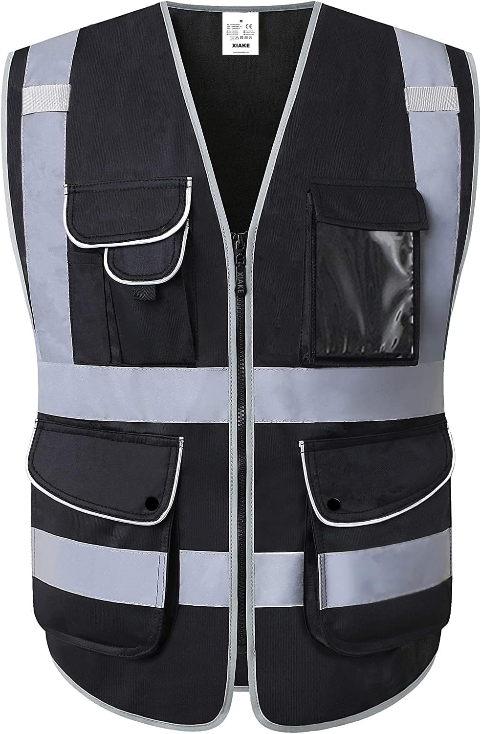 XIAKE 9 Pockets Class 2 High Visibility Reflective Safety Vest for Men Women,Meets ANSI/ISEA Standard