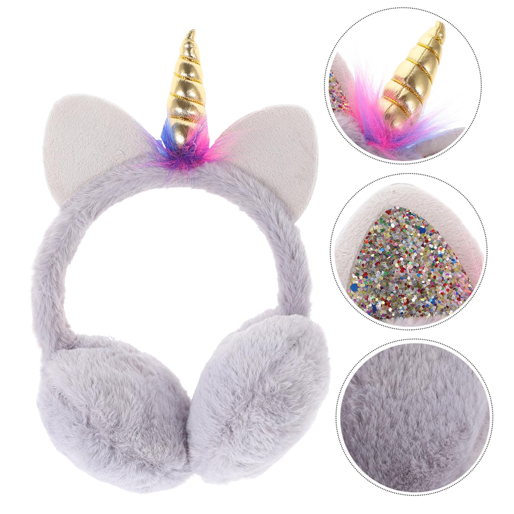 NOLITOY Unicorn Horn Earmuffs for Winter Fall Comfortable Ear Covers for Adults Ear Warmers for Outdoor Activities