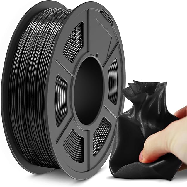 SUNLU Filament do drukarki 3D TPU 1,75 mm, 95A Filament TPU 3D, elastyczność i dobra trwałość do druku 3D, dokładność wymiarowa +/- 0,03 mm, szpula 0,5 kg, 165 metrów, czarny TPU