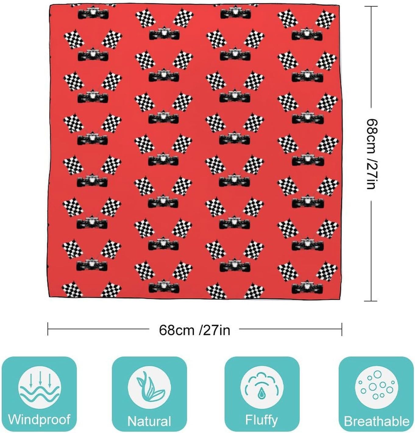 Racing Race Car Silk-Like Square Scarf for Women Vintage Printed Neck Scarf Bandanas Hair Scarves