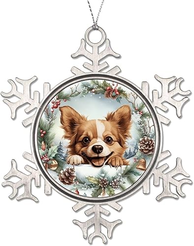 Miniatura 7 de CowkissSign Russian Toy Cute Funny Peeking Dog Puppy Christmas Tree Hanging Ornaments Russian Toy Xmas Keepsake Gifts Snowflake Decor Dog Pet