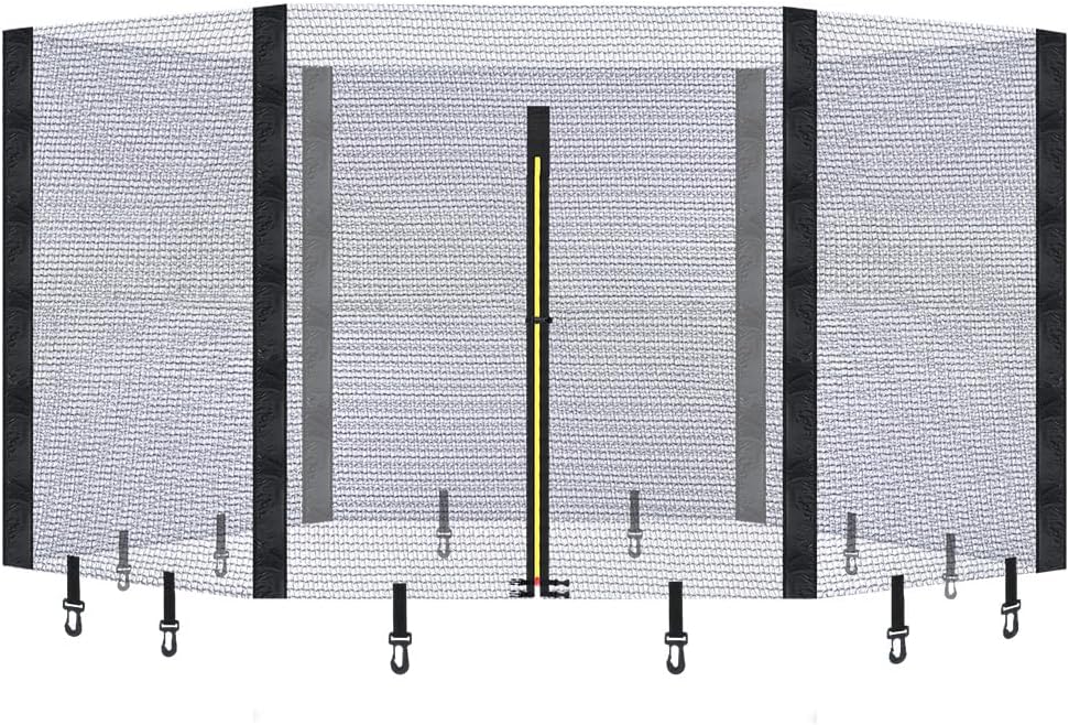 Biggun Trampoline Net - Replacement Enclosure Safety Net for Straight Poles Round Frames Trampoline, Nylon Barrier Net Parts with Double Zipper and Protection Buckles
