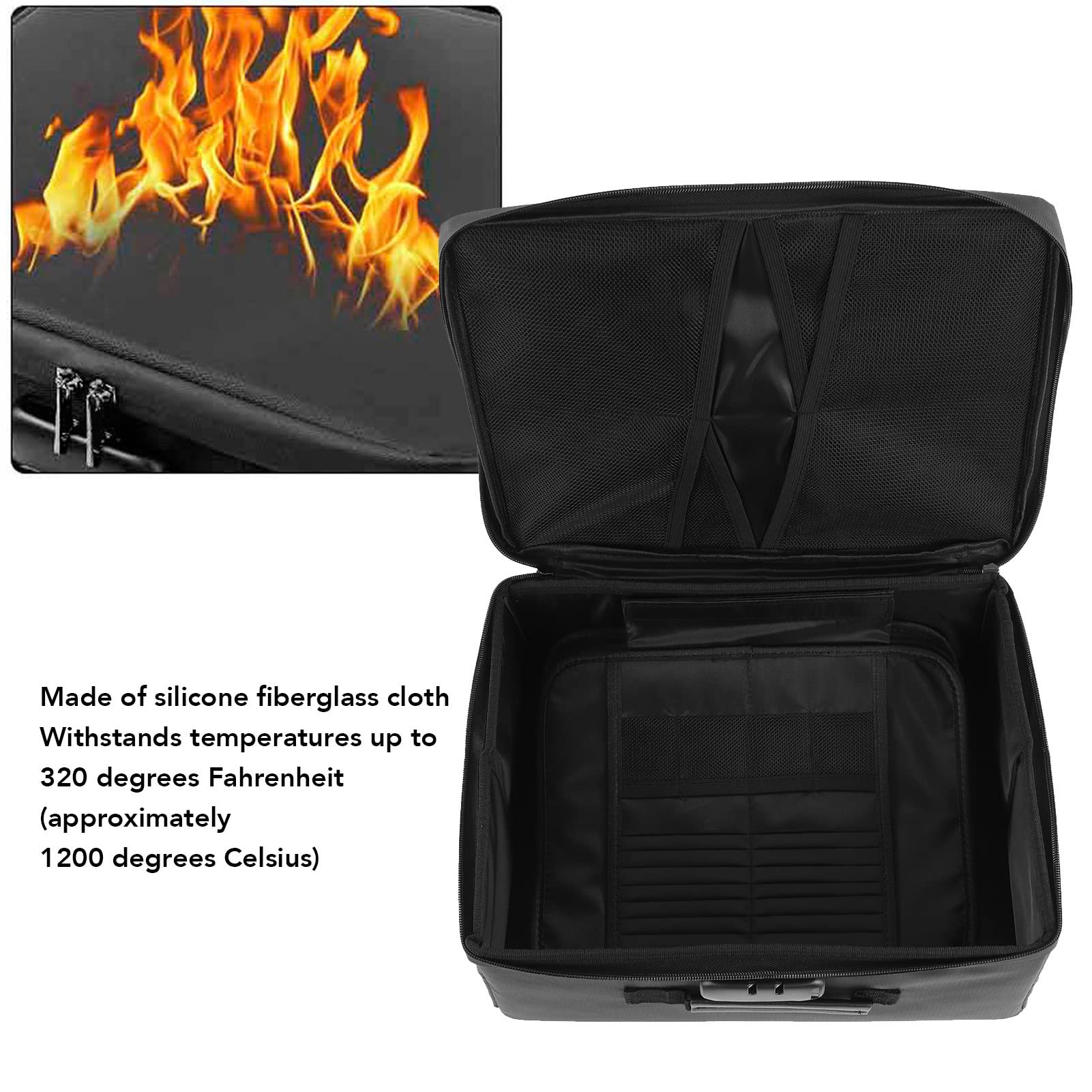 Tyenaza Borsa per Documenti Ignifuga, Scatola per Archiviazione, Scatola per Documenti Ignifuga Portatile Impermeabile Resistente alle Alte Temperature con Serratura per Viaggi in Ufficio