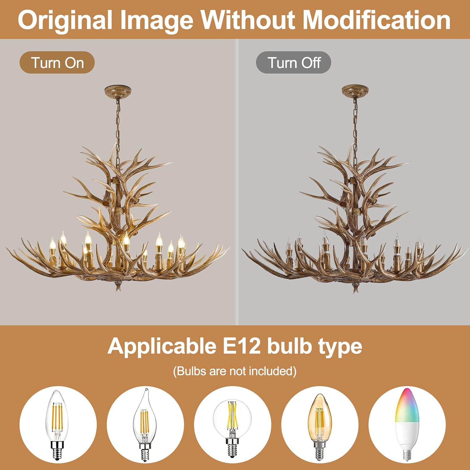 Antler Chandelier 12 Light,Deer Chandelier Fixtures,Rural Countryside Farmhouse Large Resin Deer Horn Lighting Fixtures for Living Room,Bar,Kitchen,Dining Room(12 Lamp Arms + 9 Arms)