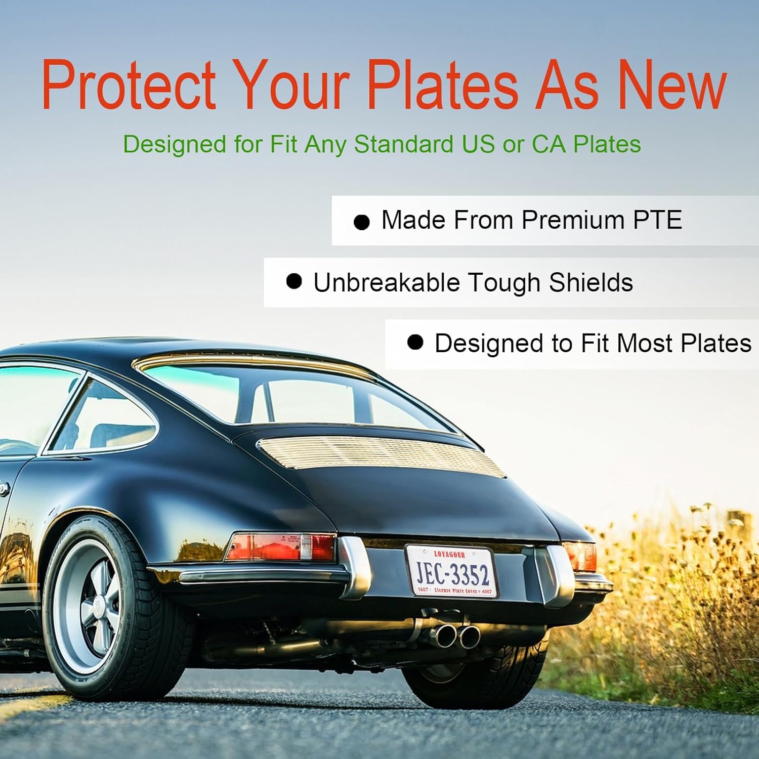 2 Pack Car License Plate Cover and Frames, Clear Front and Rear License Plate Holder, Universal Car License Plate Frame Protector with Screw Kits (Black Frame with Clear Cover) - Image 2