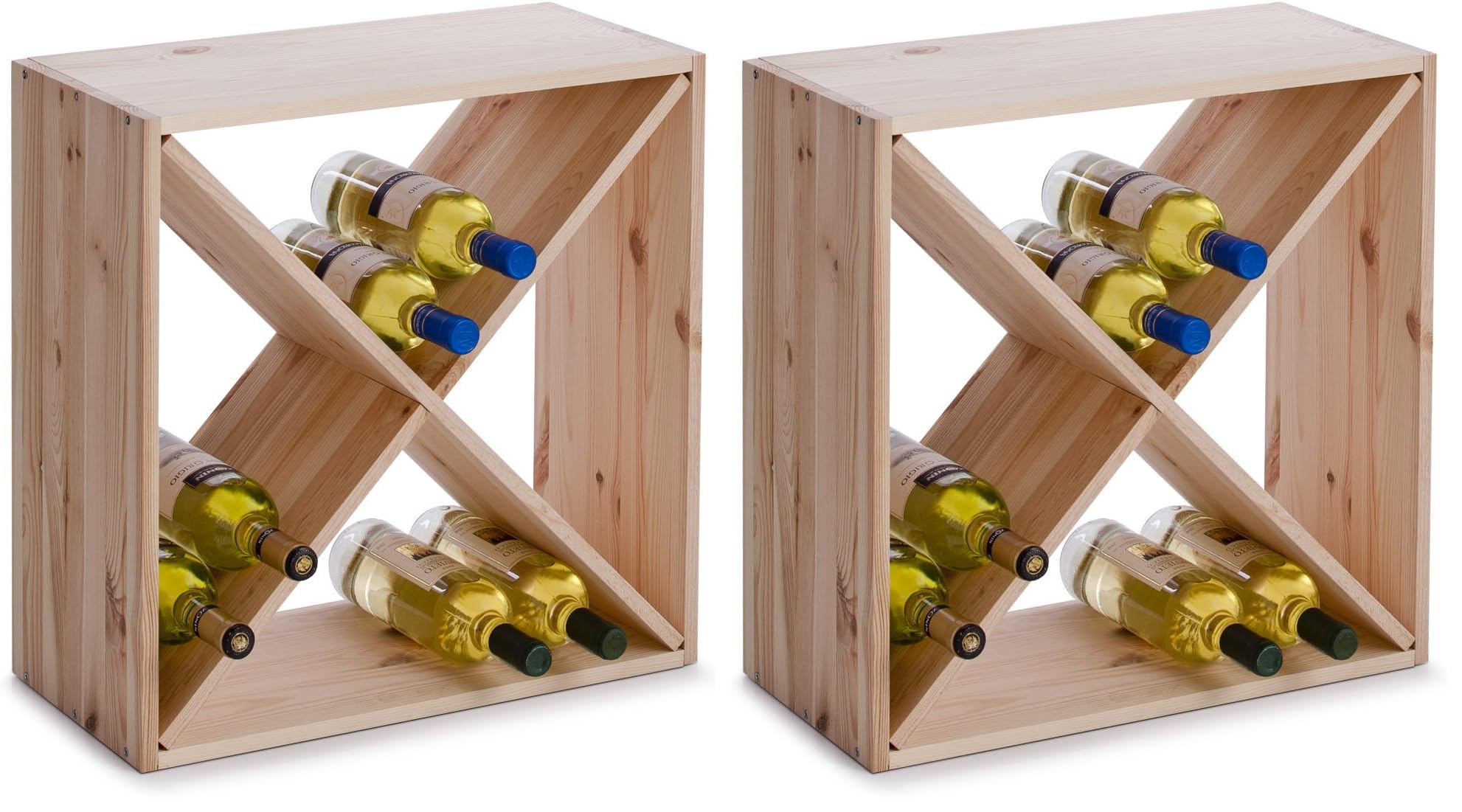 Casier à vin en bois naturel Zeller Present 13170 modulable étagère bouteilles