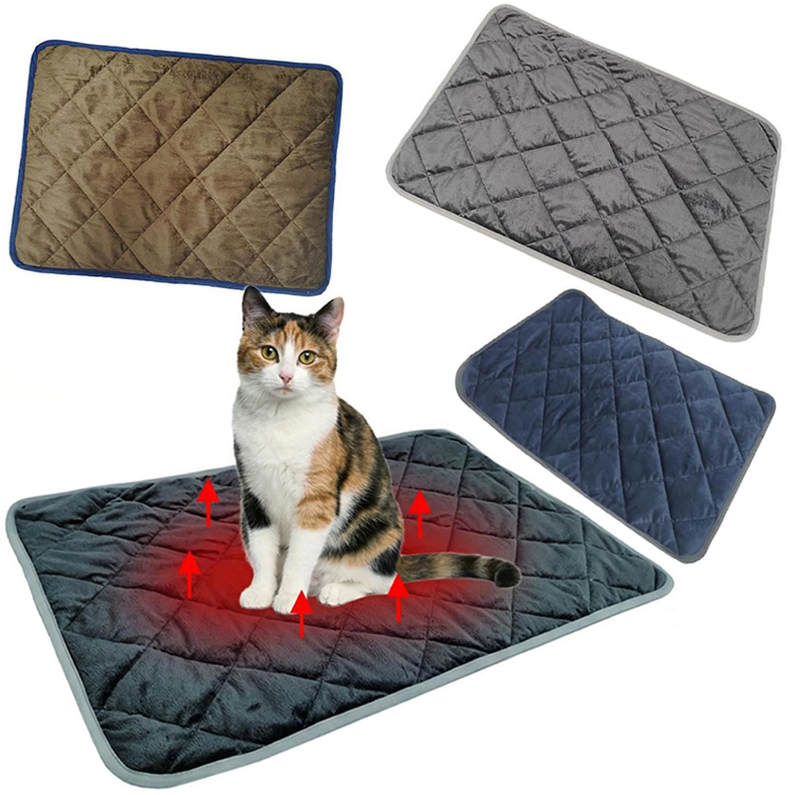 Selbstheizende Decke für Katzen und Hunde, Selbstwärmende Katzendecke, Selbstheizende Thermomatte für Katzen und Hundebett/Thermo HaustiermatteBlue,L